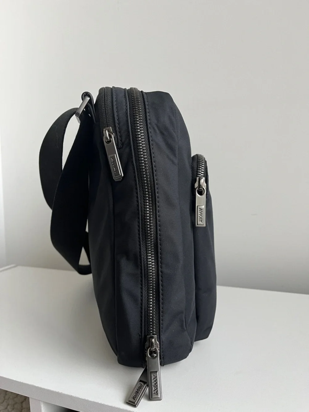 AWAY Black Crossbody Messenger Bag - Minimal Everyday Carry